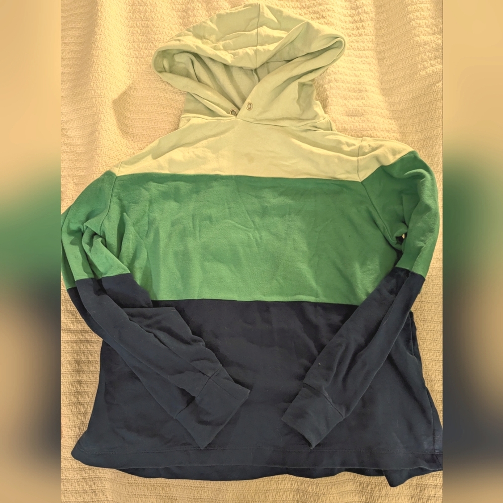 Colorblock Hoodie in Green and Blue